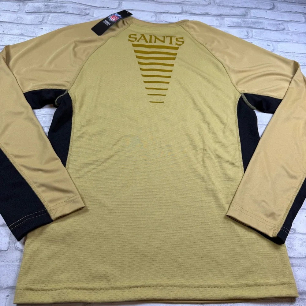 Majestic New Orleans Saints Shirt Mens Small Gold Long Sleeve Cool Base NWT - Picture 11 of 12